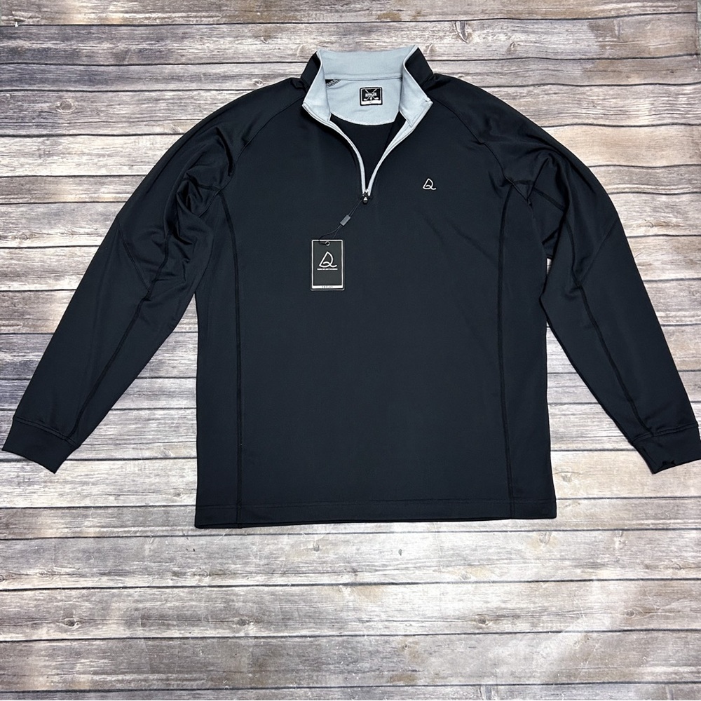 Deolax Black Gray 1/4 Quarter Zip Performance Golf Athletic Pullover NWT XL